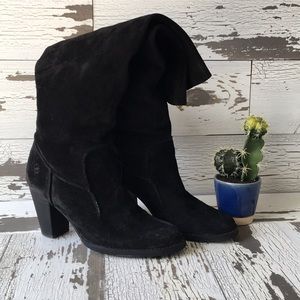 Black suede soft slouchy Bronx boots